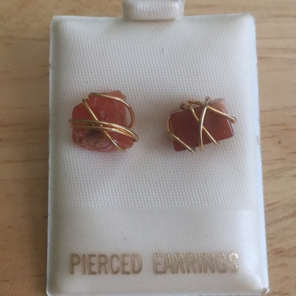 Jewelry - Gold Gemstone Stud Earrings